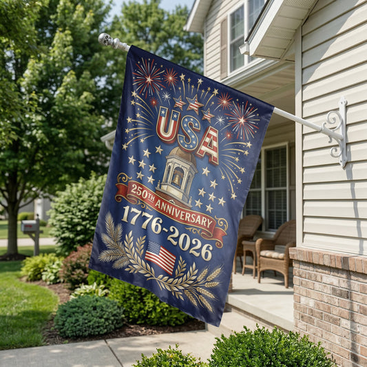 USA 250th Anniversary Garden Flag, 1776-2026 Commemorative House Flag, Vintage Patriotic Decor for 4th of July, Semiquincentennial Gift - 12"x18" - Garden Flag