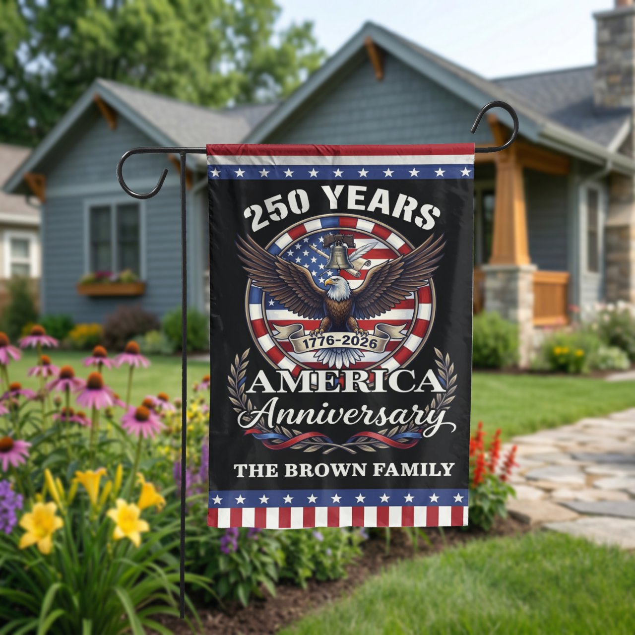 America 250th Anniversary Garden Flag, 1776-2026 Semiquincentennial Decor - Garden Flag - detail view