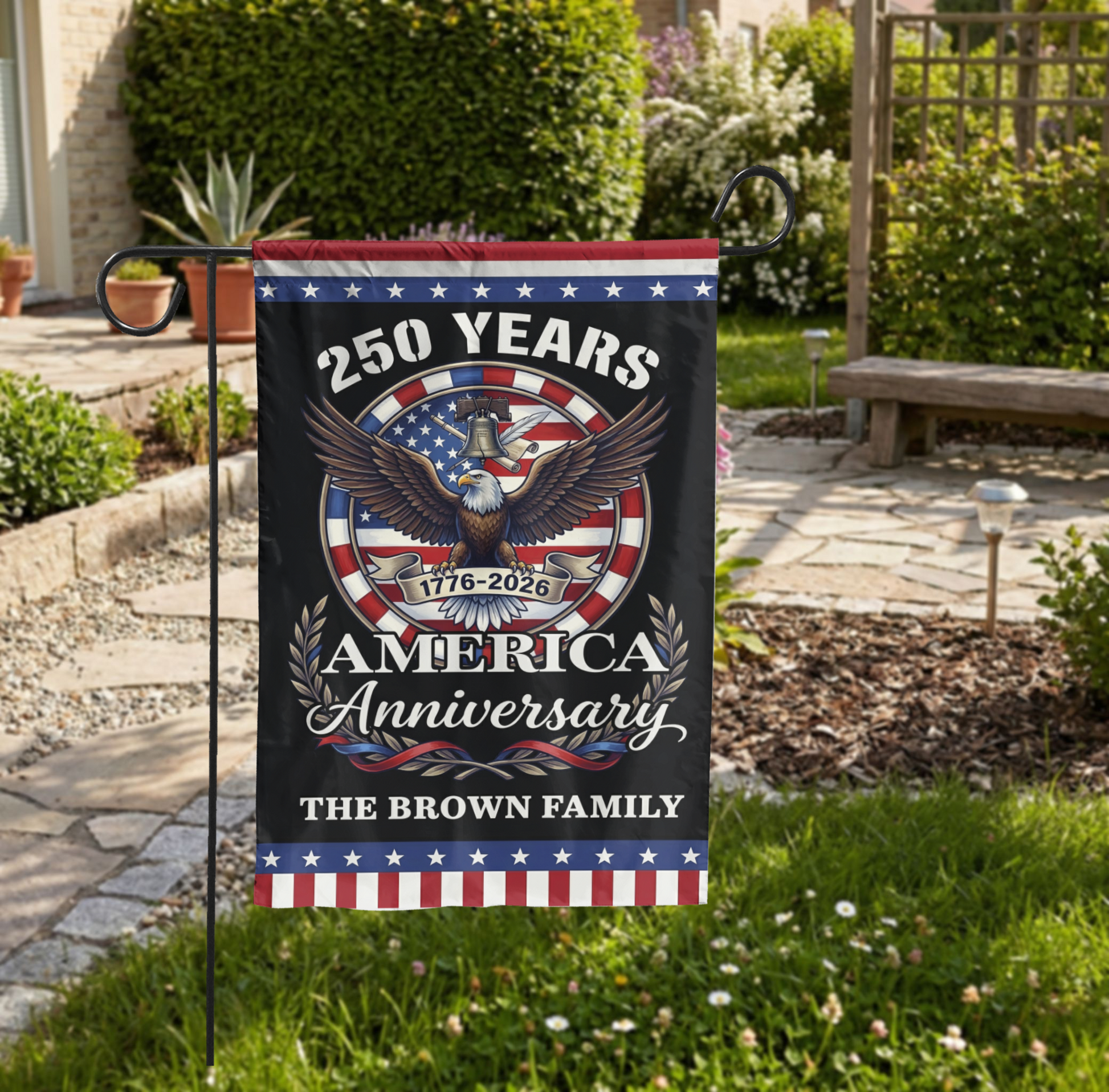America 250th Anniversary Garden Flag, 1776-2026 Semiquincentennial Decor - Garden Flag - close-up