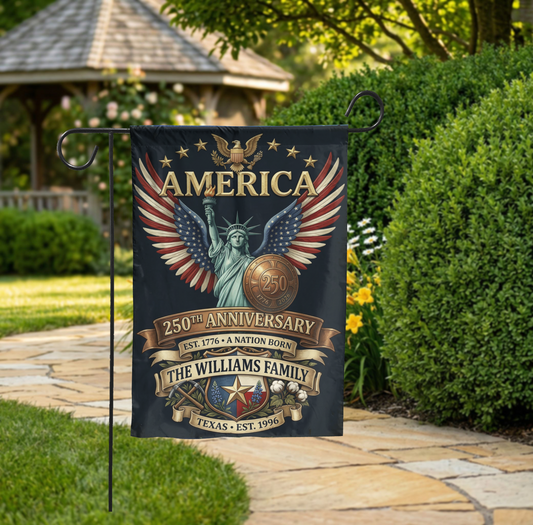 Patriotic Garden Flag, America 250th Anniversary, Vintage Statue of Liberty, Yard Decor - 28"x40" - Garden Flag