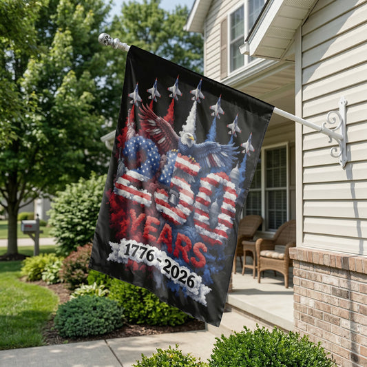 Patriotic 250 Years Garden Flag House Flag, USA 1776-2026 Anniversary, American Eagle Jets Design, Double Sided Outdoor Decor, Printed in US - 12"x18" - Garden Flag
