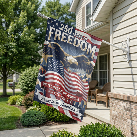 250 Years of Freedom Garden Flag, Patriotic American Eagle Yard Banner, 1776-2026 USA Semiquincentennial Decor - 12"x18" - Garden Flag