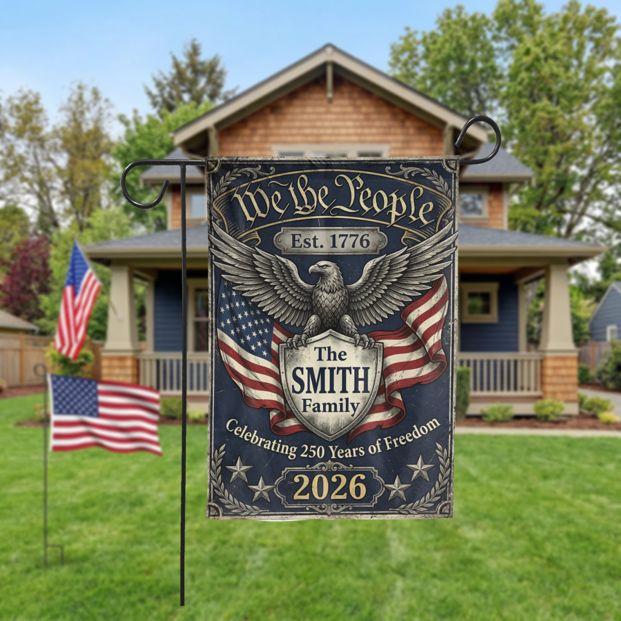 Patriotic Garden Flag, We The People 1776, 250th Anniversary 2026 - Garden Flag - close-up