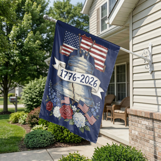 1776-2026 Patriotic Garden Flag, Liberty Bell House Flag, USA 250th Anniversary Decor, Vintage American History, Double Sided Outdoor Flag - 12"x18" - Garden Flag