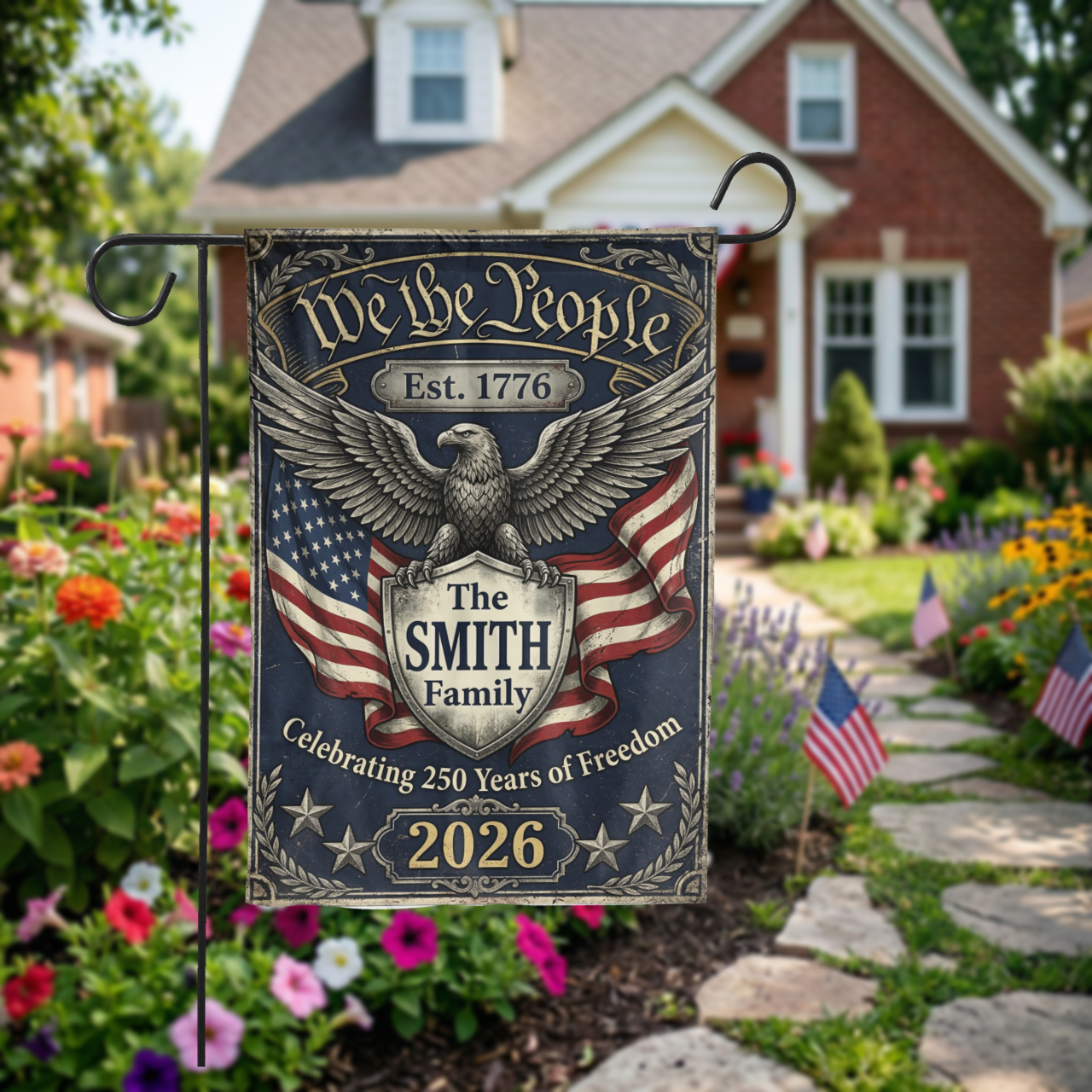 Patriotic Garden Flag, We The People 1776, 250th Anniversary 2026 - Garden Flag - front view