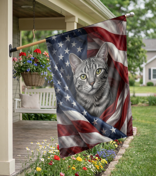 Patriotic American Flag Pet Design Dog or Cat House Banner, Outdoor Decor Gift - 12"x18" - Garden Flag