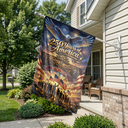 250 Years of America Garden Flag, 1776-2026 Patriotic House Flag, USA Semiquincentennial Yard Decor, Double Sided American Eagle Banner - 12"x18" - Garden Flag