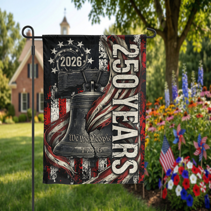 USA 250th Anniversary Garden Flag, 2026 Patriotic Yard Decor, Rustic Liberty Bell 1776 Design, America 250 Outdoor Sign, Digital or Print - Garden Flag - packaging
