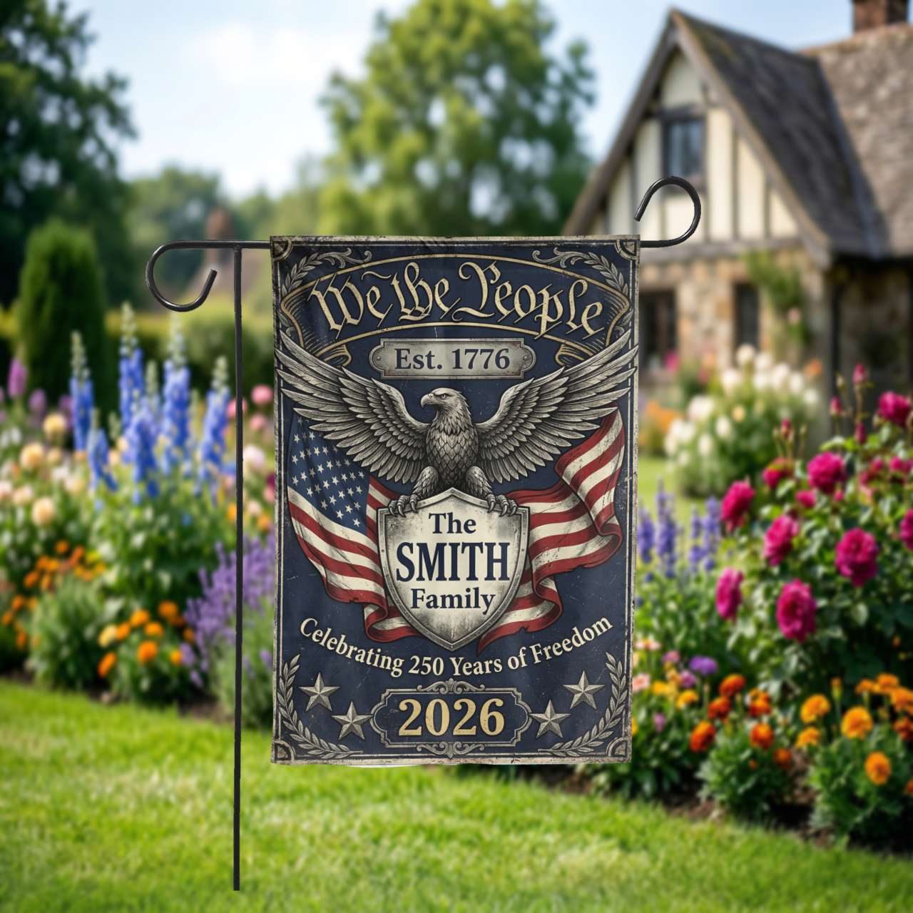 Patriotic Garden Flag, We The People 1776, 250th Anniversary 2026 - Garden Flag - alternate angle
