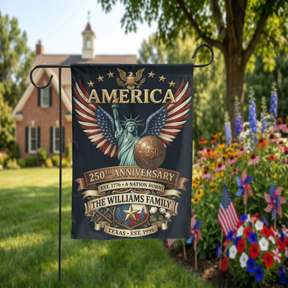 Patriotic Garden Flag, America 250th Anniversary, Vintage Statue of Liberty, Yard Decor - Garden Flag - packaging