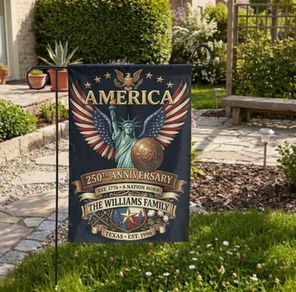 Patriotic Garden Flag, America 250th Anniversary, Vintage Statue of Liberty, Yard Decor - Garden Flag - close-up