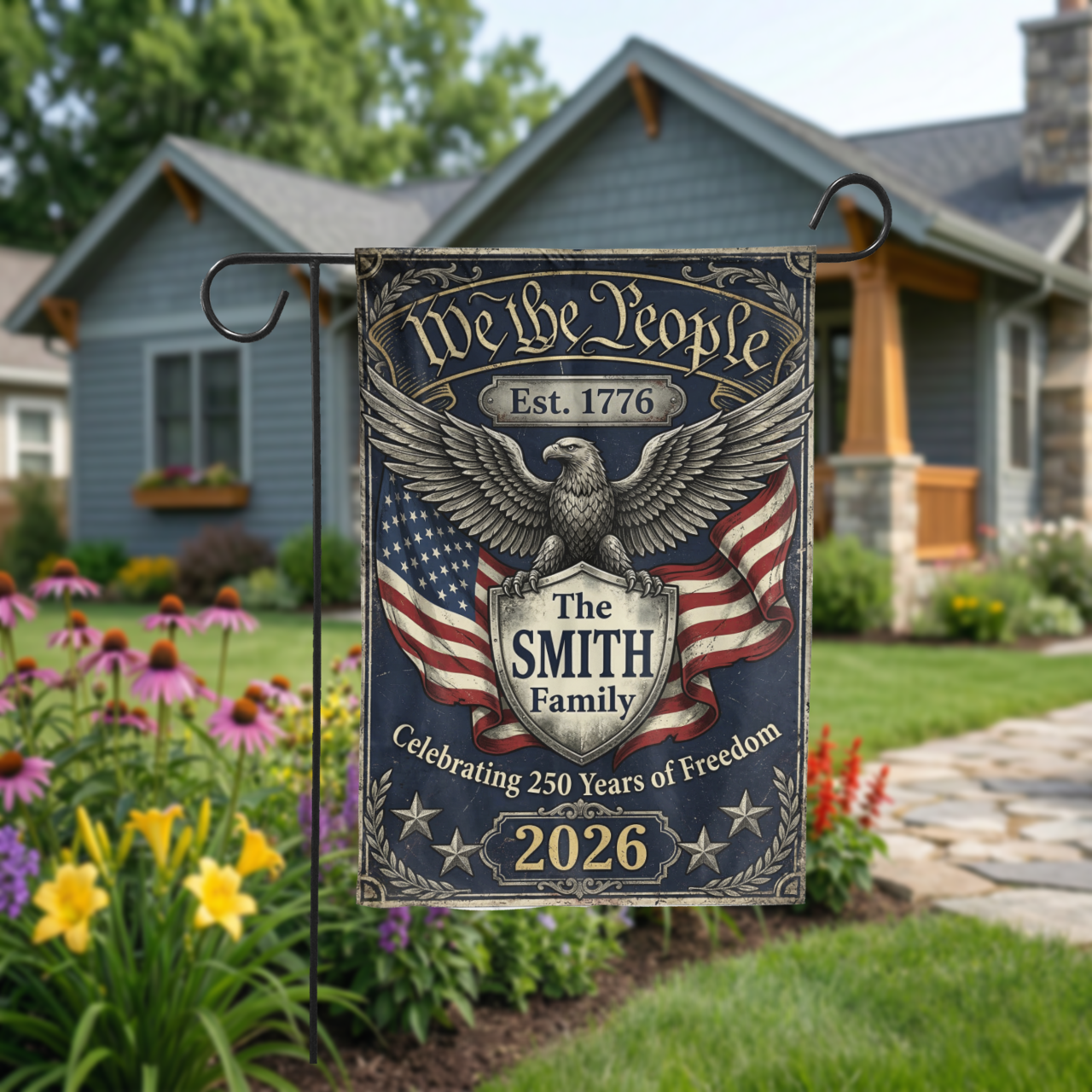 Patriotic Garden Flag, We The People 1776, 250th Anniversary 2026 - Garden Flag - detail view