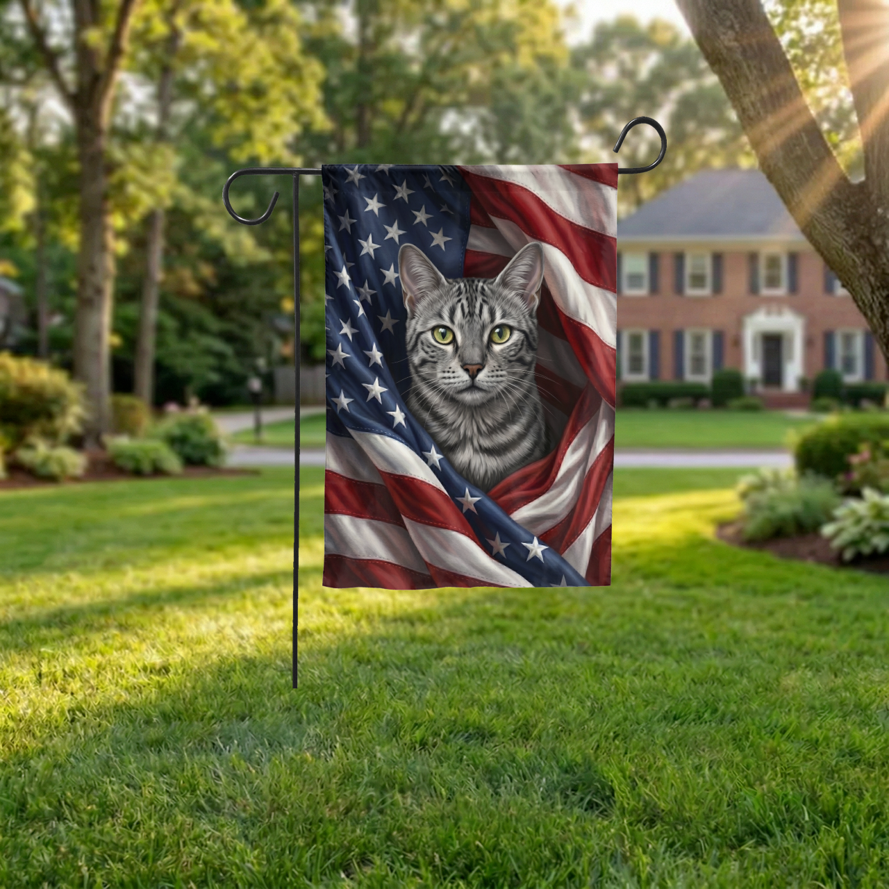 Custom Pet Garden Flag, Patriotic American Flag Pet Design, Personalized Dog or Cat House Banner, Outdoor Decor Gift - Garden Flag - alternate angle