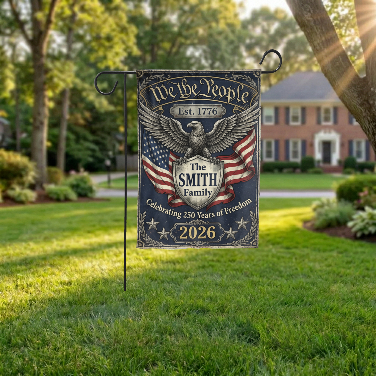 Patriotic Garden Flag, We The People 1776, 250th Anniversary 2026 - Garden Flag - lifestyle shot
