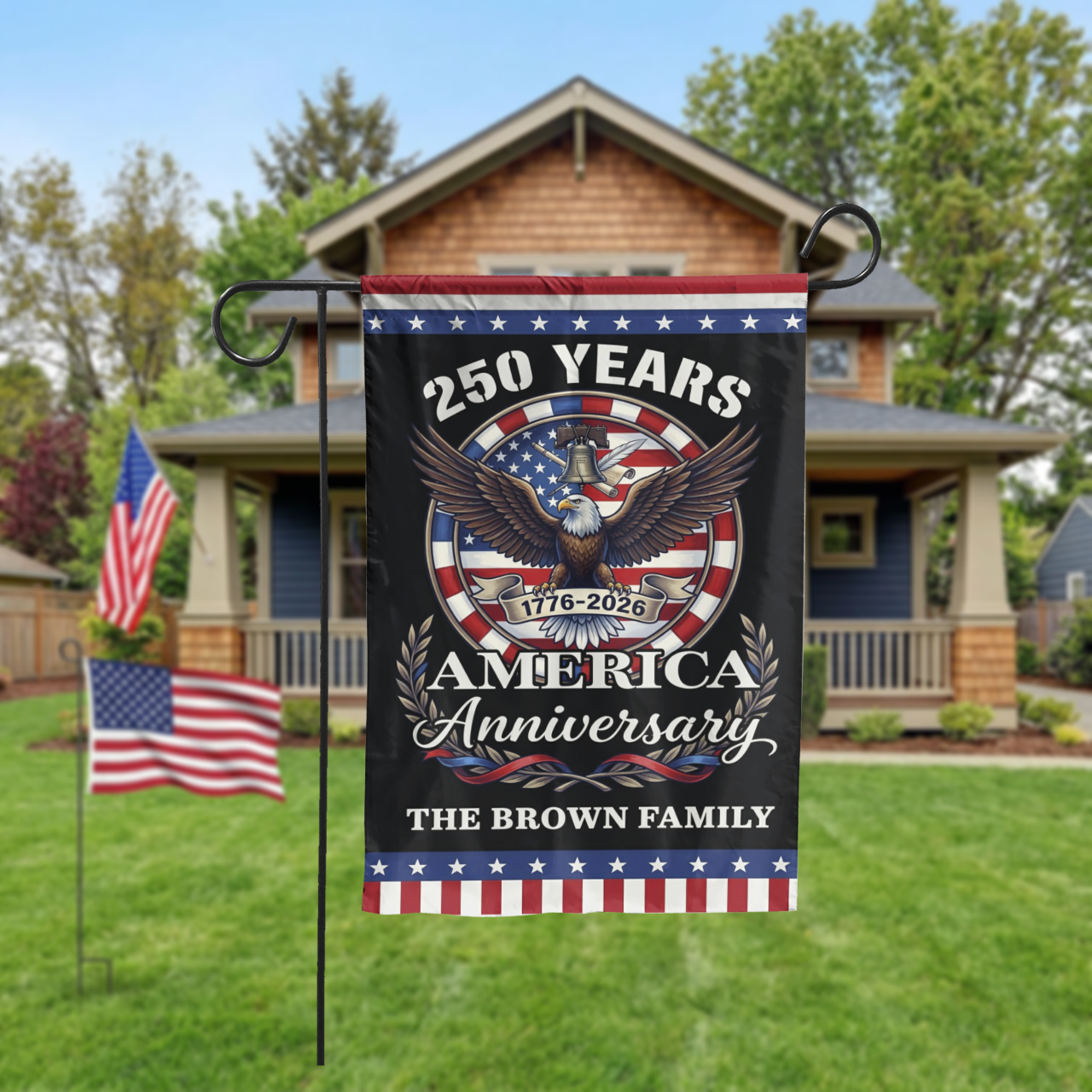 America 250th Anniversary Garden Flag, 1776-2026 Semiquincentennial Decor - Garden Flag - close-up