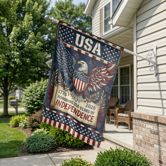 USA Garden Flag, Patriotic 250 Years of Independence House Flag, Vintage American Eagle Yard Decor, Double Sided 4th of July Outdoor Banner - 12"x18" - Garden Flag