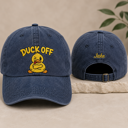 Duck Off Embroidered Washed Cap - Washed Cap - front view
