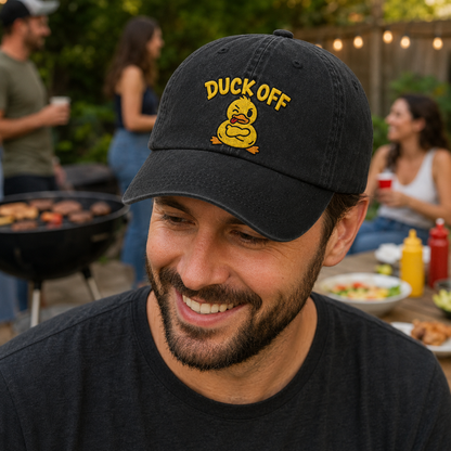 Duck Off Embroidered Washed Cap - Washed Cap - side view