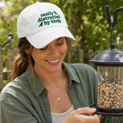 Easily Distracted By Birds Washed Cap - washed cap - side view