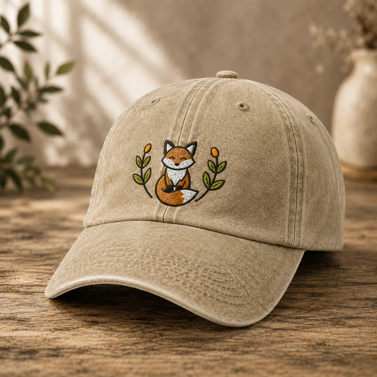 Embroidered Fox Washed Cap - washed cap - lifestyle
