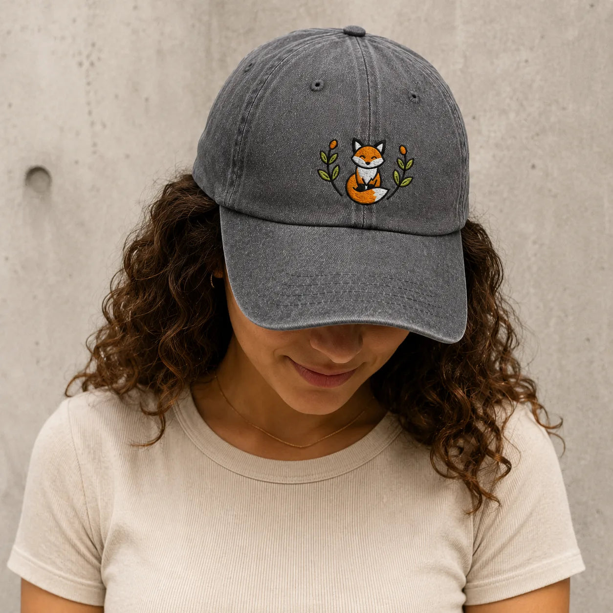 Embroidered Fox Washed Cap - washed cap - packaging