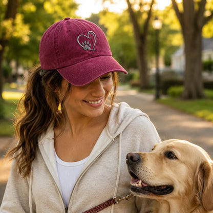 Emily Paw Heart Washed Cap - Washed Cap - side view