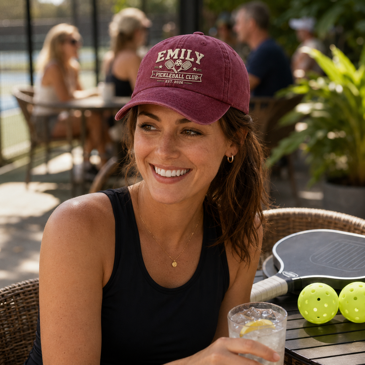 Emily Pickleball Club Embroidered Washed Cap - Washed Cap - alternate angle