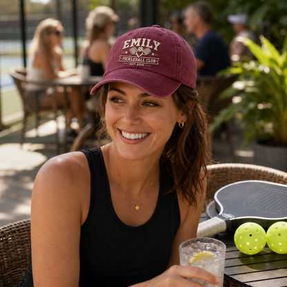 Emily Pickleball Club Embroidered Washed Cap - Washed Cap - alternate angle