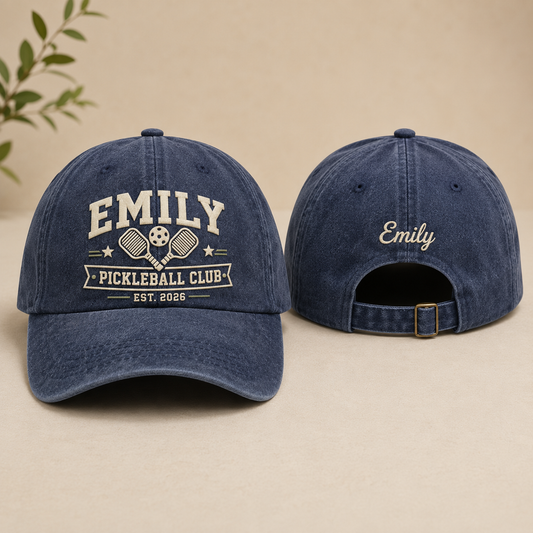 Emily Pickleball Club Embroidered Washed Cap - Washed Cap - front view