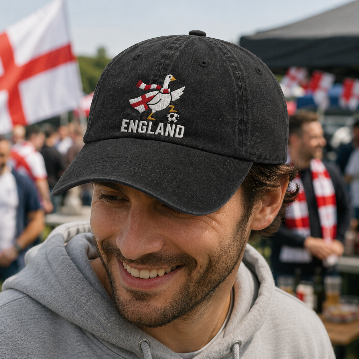 England Goose Embroidered Washed Cap - Washed Cap - side view