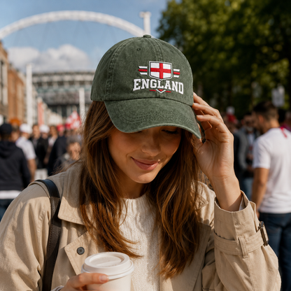 England Soccer Embroidered Washed Cap - Washed Cap - alternate angle