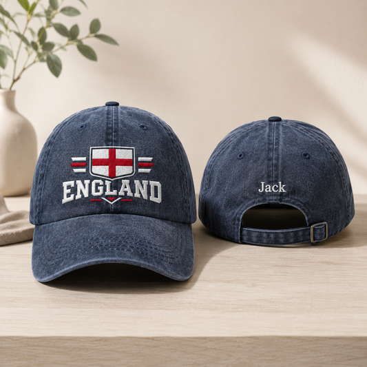 England Soccer Embroidered Washed Cap - Washed Cap - front view