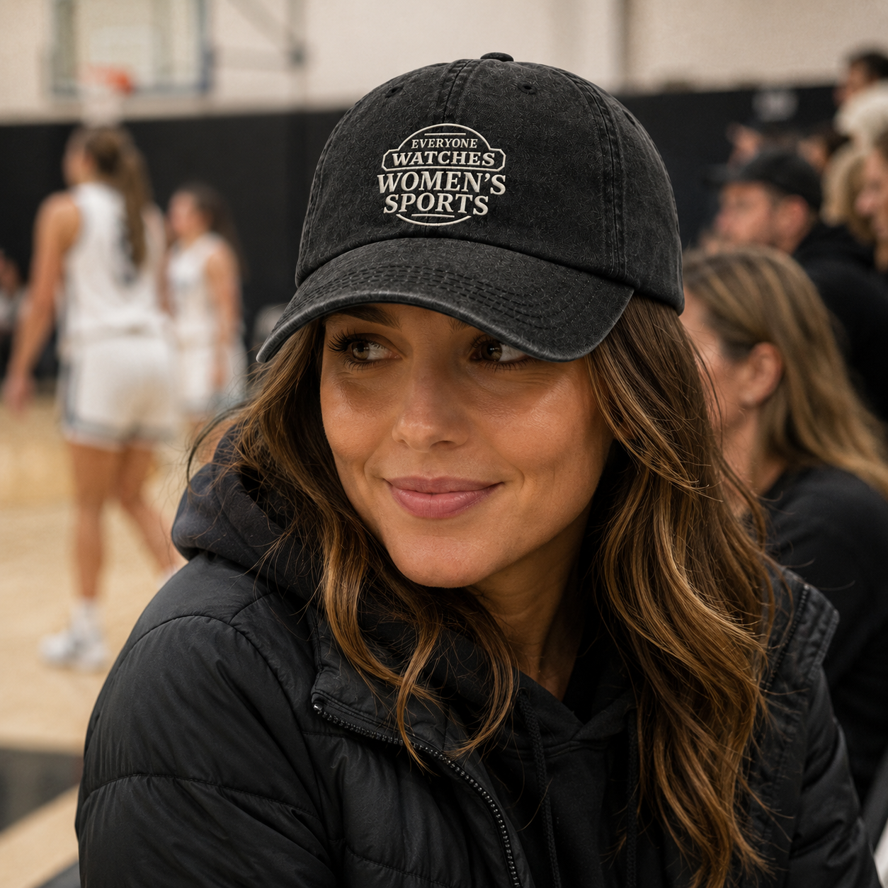 Everyone Watches Women's Sports Washed Cap - Washed Cap - side view