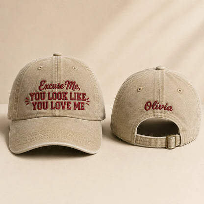 Excuse Me You Look Like You Love Me Washed Cap - Washed Cap - front view