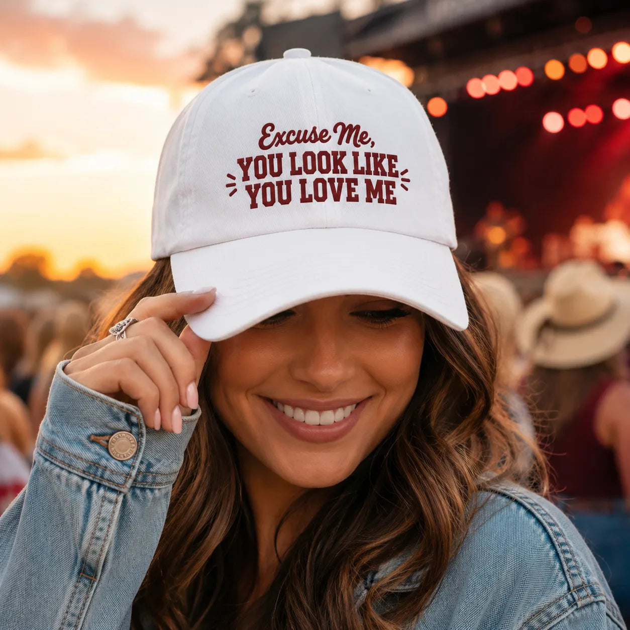 Excuse Me You Look Like You Love Me Washed Cap - Washed Cap - side view