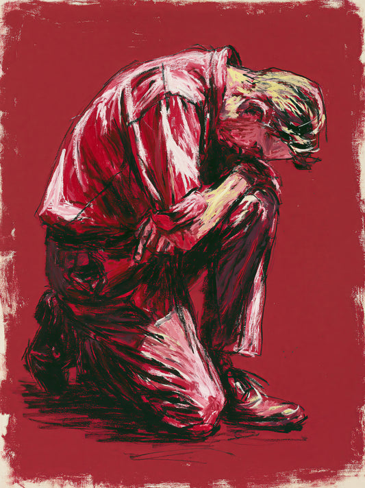 Expressionist Figure Wall Art - Wall Art Decor - front view - expressionist figure wall art, red figurative art print