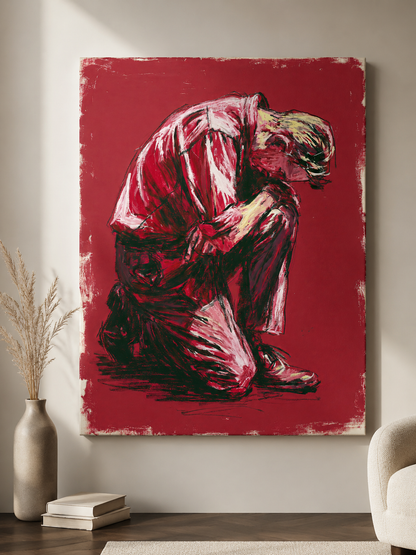 Expressionist Figure Wall Art - Wall Art Decor - alternate angle - expressionist figure wall art, red figurative art print