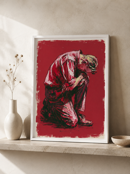 Expressionist Figure Wall Art - Wall Art Decor - alternate angle - expressionist figure wall art, red figurative art print