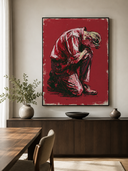 Expressionist Figure Wall Art - Wall Art Decor - front view - expressionist figure wall art, red figurative art print