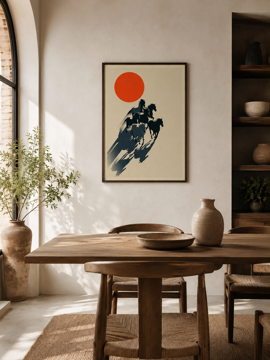 Expressive Horse Art Print - Wall Art Decor - close-up - red sun horse poster, galloping horse art