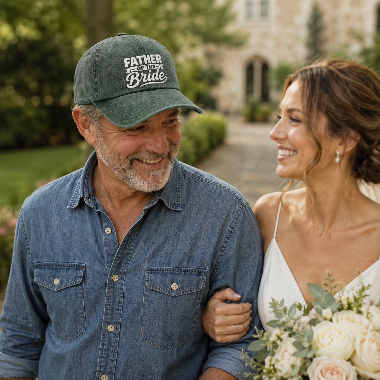 Father of the Bride Embroidered Washed Cap - Washed Cap - alternate angle
