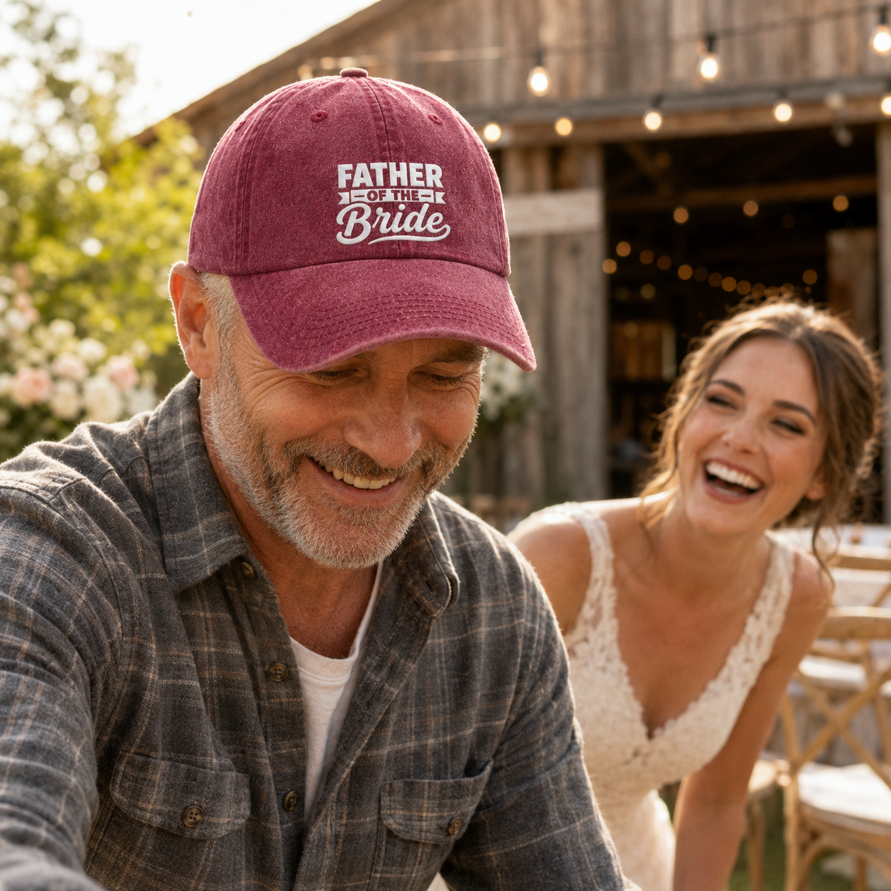 Father of the Bride Embroidered Washed Cap - Washed Cap - detail