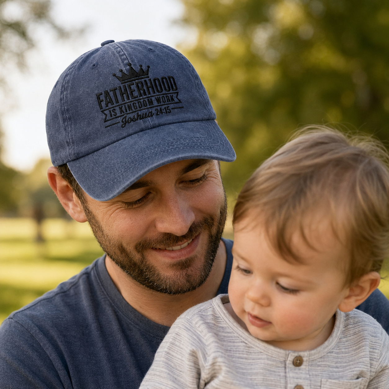 Fatherhood Is Kingdom Work Washed Cap - Washed Cap - side view