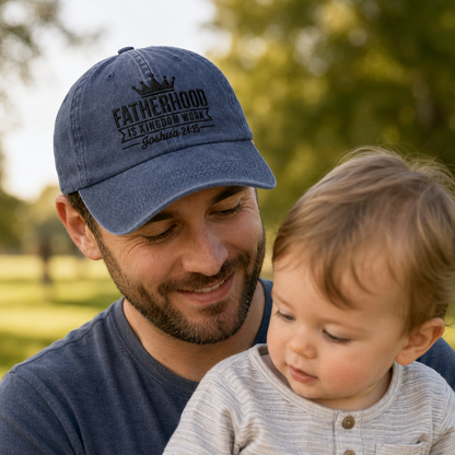Fatherhood Is Kingdom Work Washed Cap - Washed Cap - side view