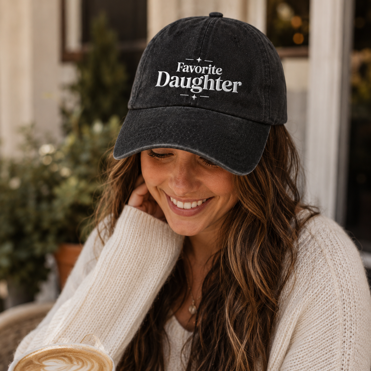 Favorite Daughter Embroidered Washed Cap - Washed Cap - side view