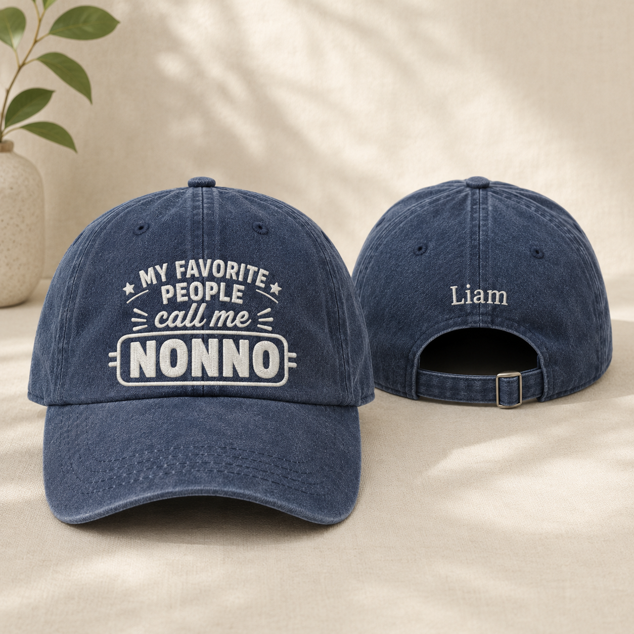 Favorite People Call Me Nonno Washed Cap - Washed Cap - front view
