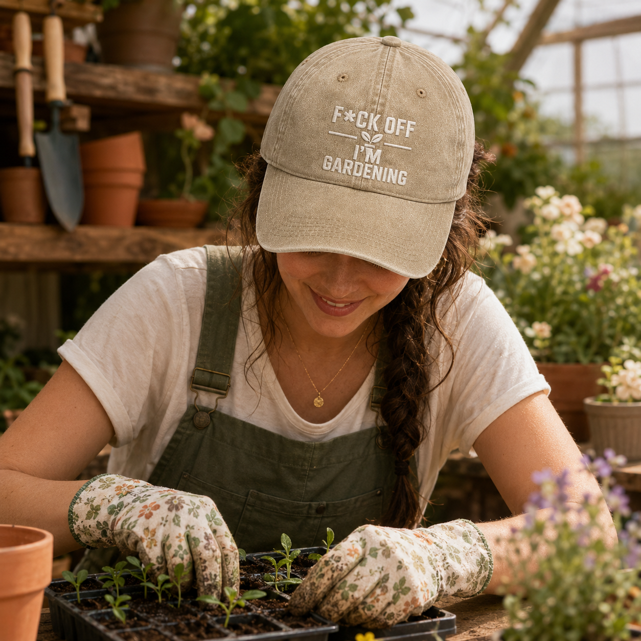 Fck Off I'm Gardening Washed Cap - Washed Cap - side view
