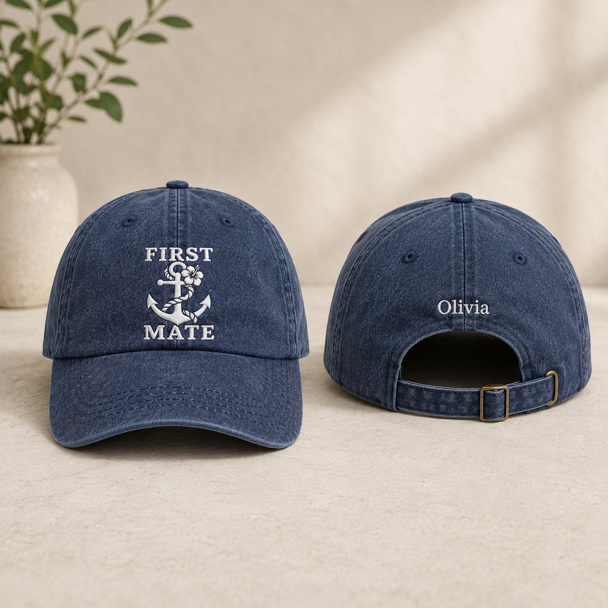 First Mate Embroidered Washed Cap - Washed Cap - front view