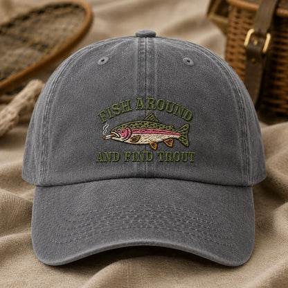 Fish Around And Find Trout Washed Cap - washed cap - alternate angle
