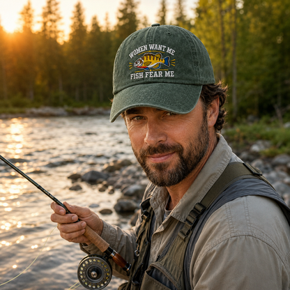 Fish Fear Me Embroidered Washed Cap - Washed Cap - alternate angle